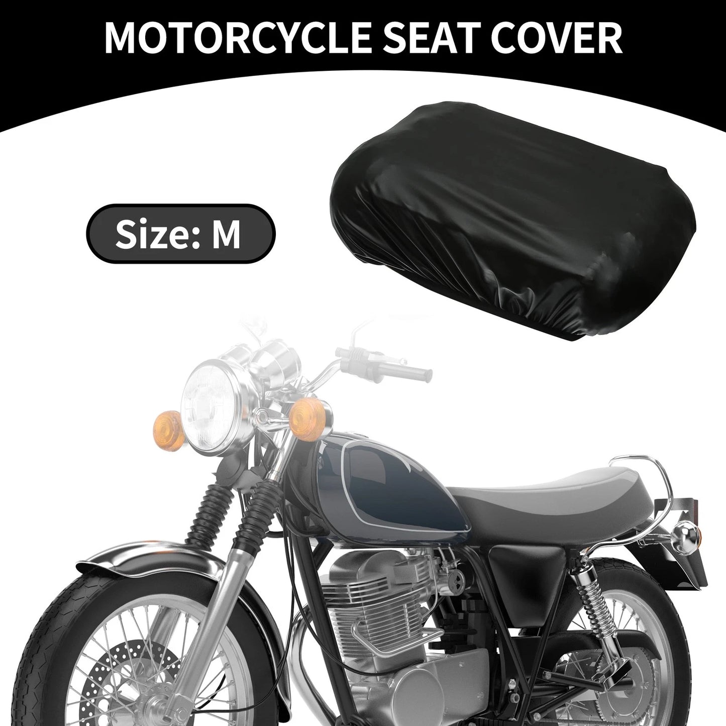 M / Size / Universal Seat Cover Motorbike Waterproof Black for Motorcycle