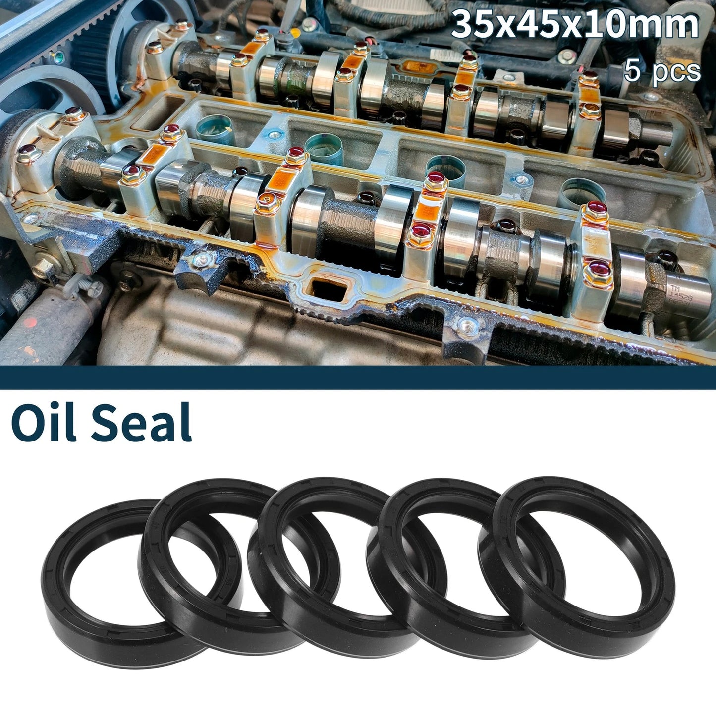 Oil Seal 35x45x10mm NBR Rubber Black 5Pcs for Make Model