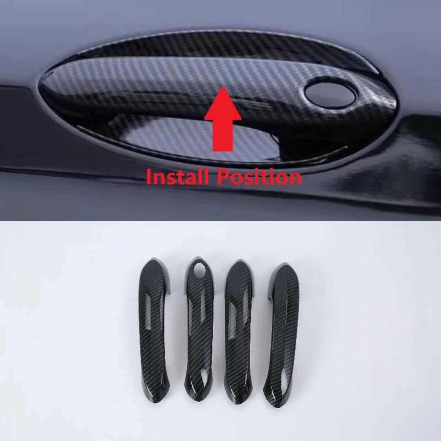 ABS Carbon Fiber Look Side Door Handle Cover Trim for 2018-2024 BMW X3 G01