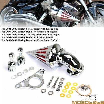 Chrome Spike Air Cleaner Intake Filter for Harley Softail Road King