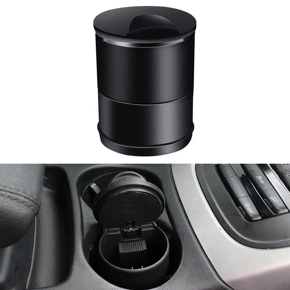 Ash Tray Black Car Garbage Coin Storage Cup Container Simple and Convenient