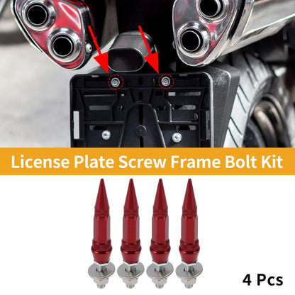 M6 82mm License Plate Screws Cover Aluminum Red 4 Pcs for Universal Motorcycle