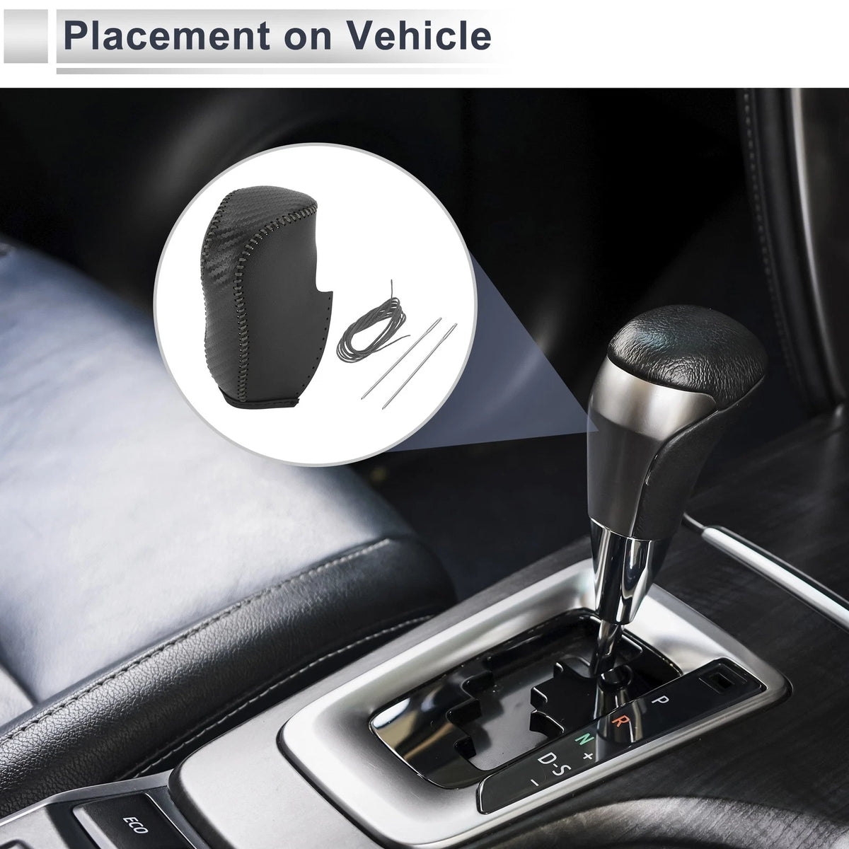 Gear Shift Knob Cover for Honda Civic 2012-2014 Black Carbon Fiber
