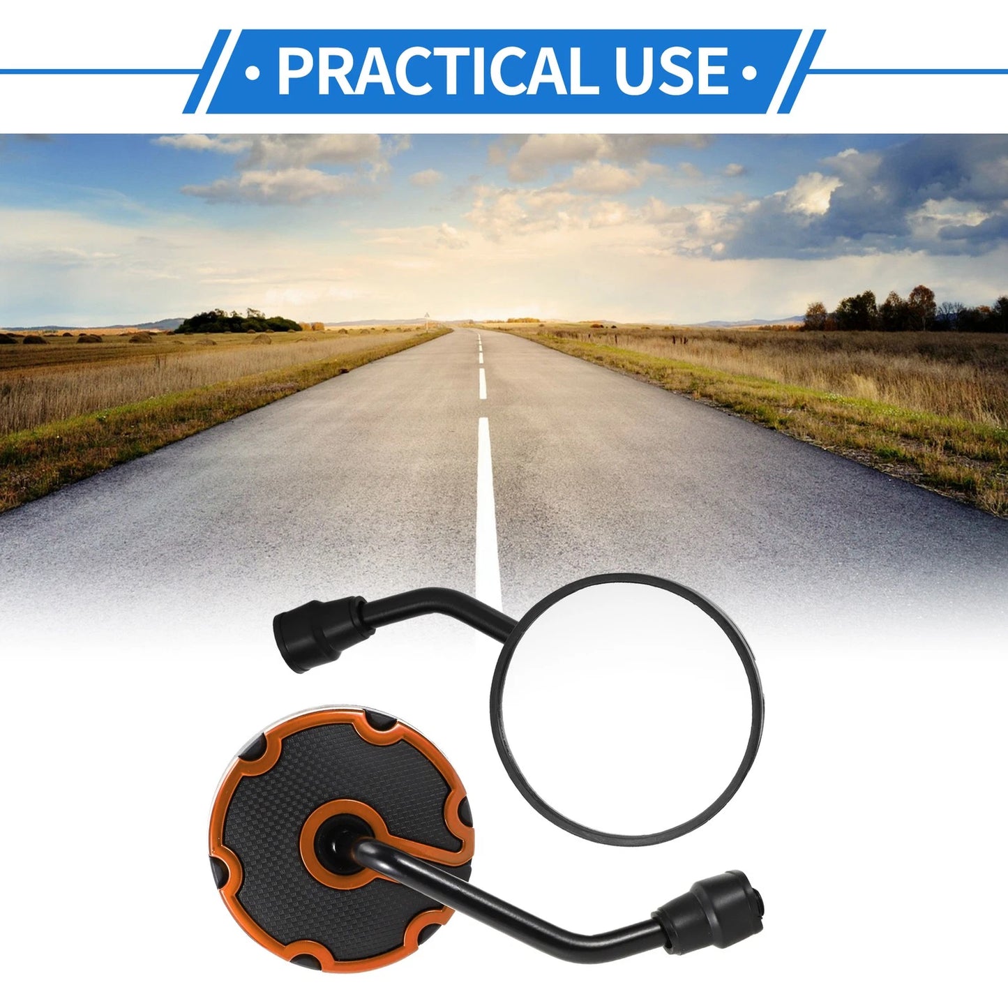 M10 Rear View Mirrors Round Handlebar Orange Black Iron for Motorcycle