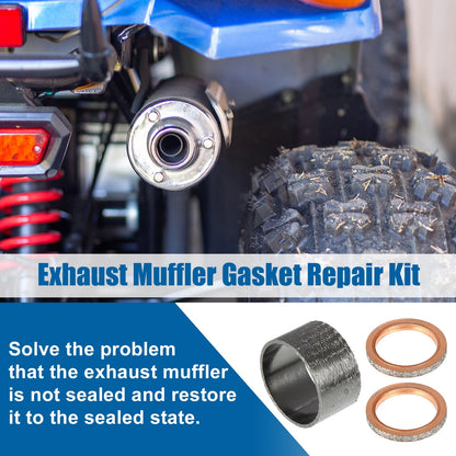 Set Exhaust Pipe Muffler Silencer Gasket for Yamaha Rhino 660 YXR660F 4X4