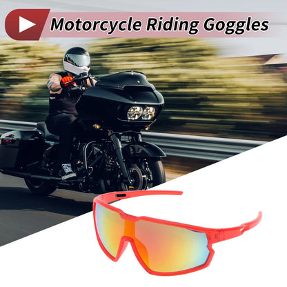 1 x Motorcycle Riding Goggles Red Lens Red Frame PC Cycling Sunglasses