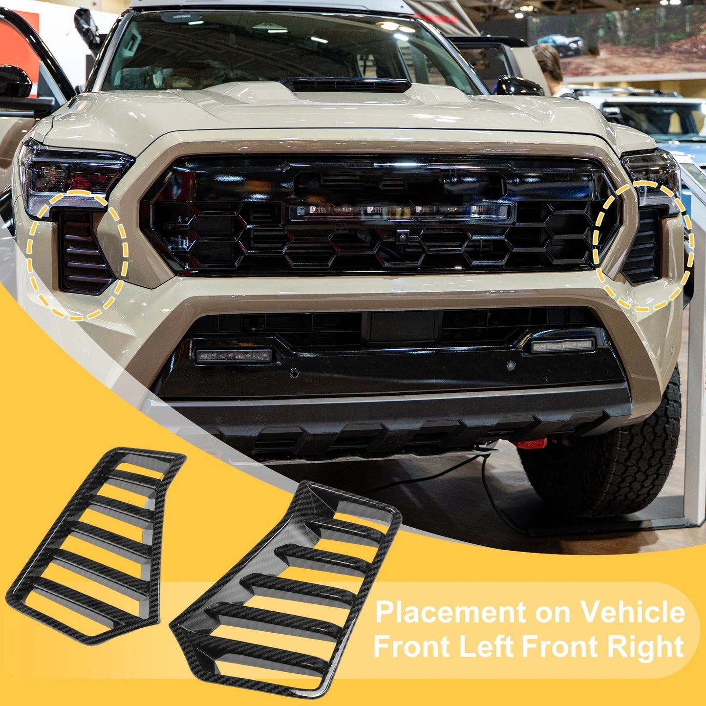 Front Left Headlight Trim Bezel Carbon Fiber Black for Toyota Tacoma(2024–2026)