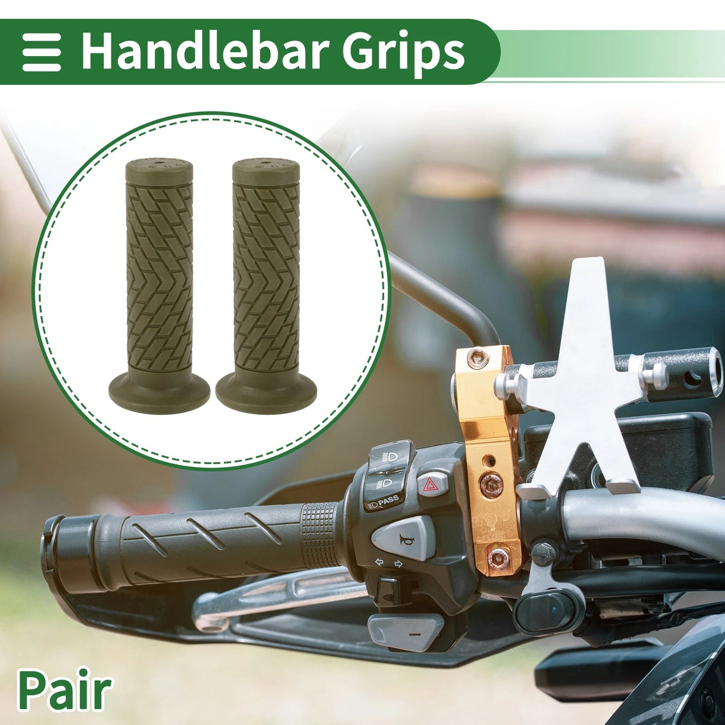 Handlebar Grips Cover 25mm TPU Green for Motorcycle
