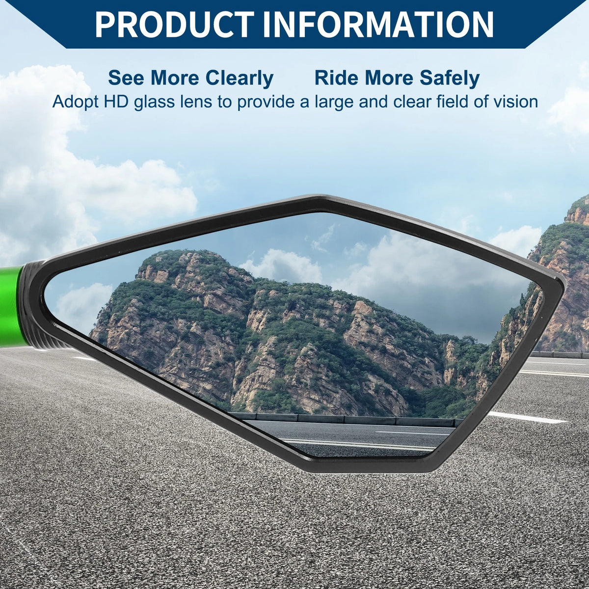 M8/M10 Rear View Mirror Prismatic Black Green Aluminum for M8/M10 Motorcycle