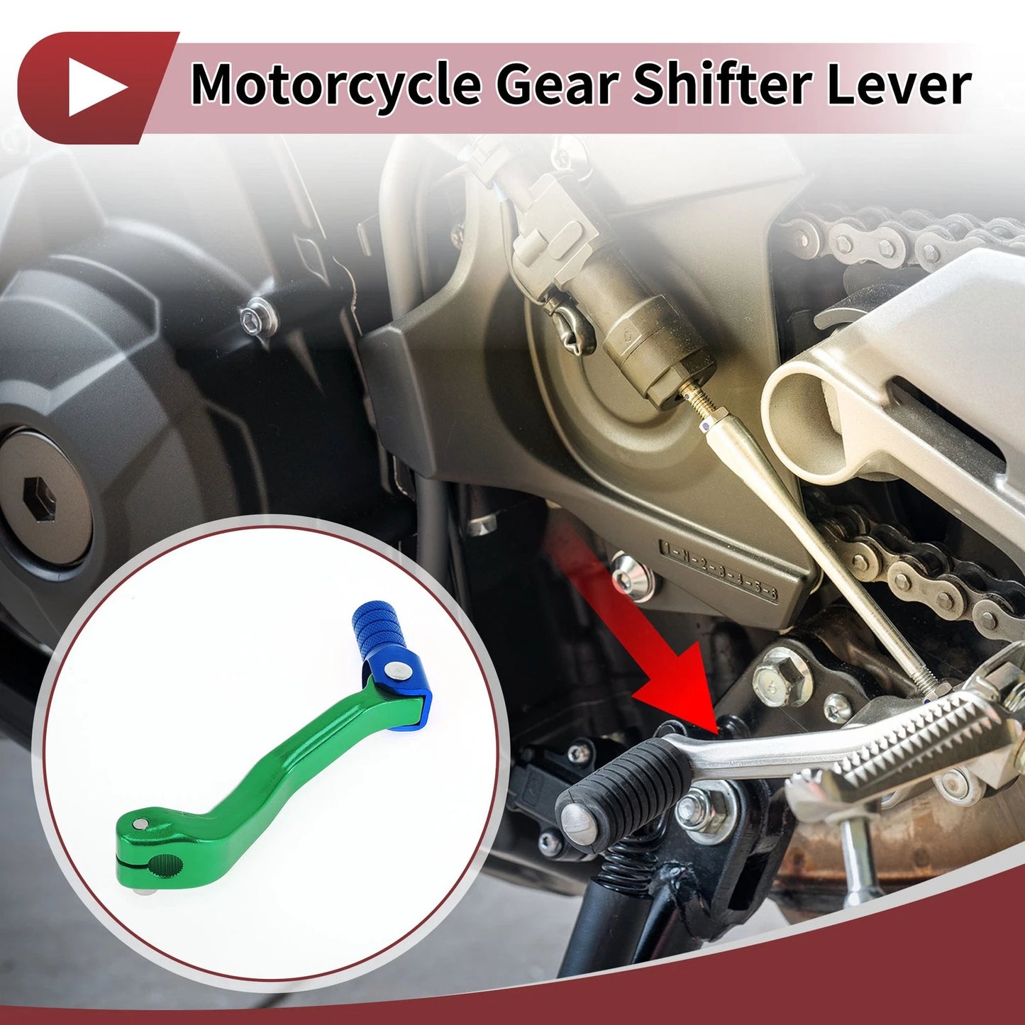 Folding Gear Shifter Lever Green/Blue Head for Kayo T2