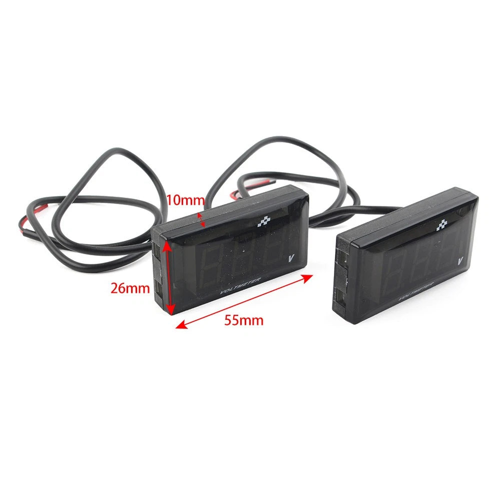 12V Digital LED Voltmeter Gauge Panel for Green Motorcycle