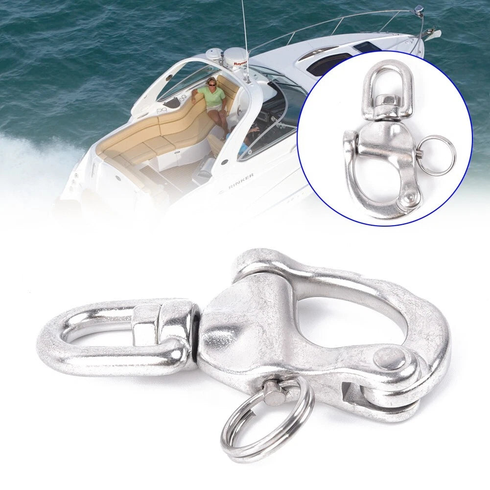 1pcs / 70mm / Marine Grade 316 Stainless Steel Snap Shackle With Swivel Bail