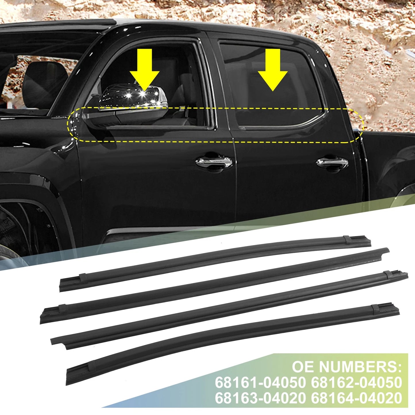 4pcs Window Weatherstrip Door Seal for Toyota Tacoma (2005-2015)
