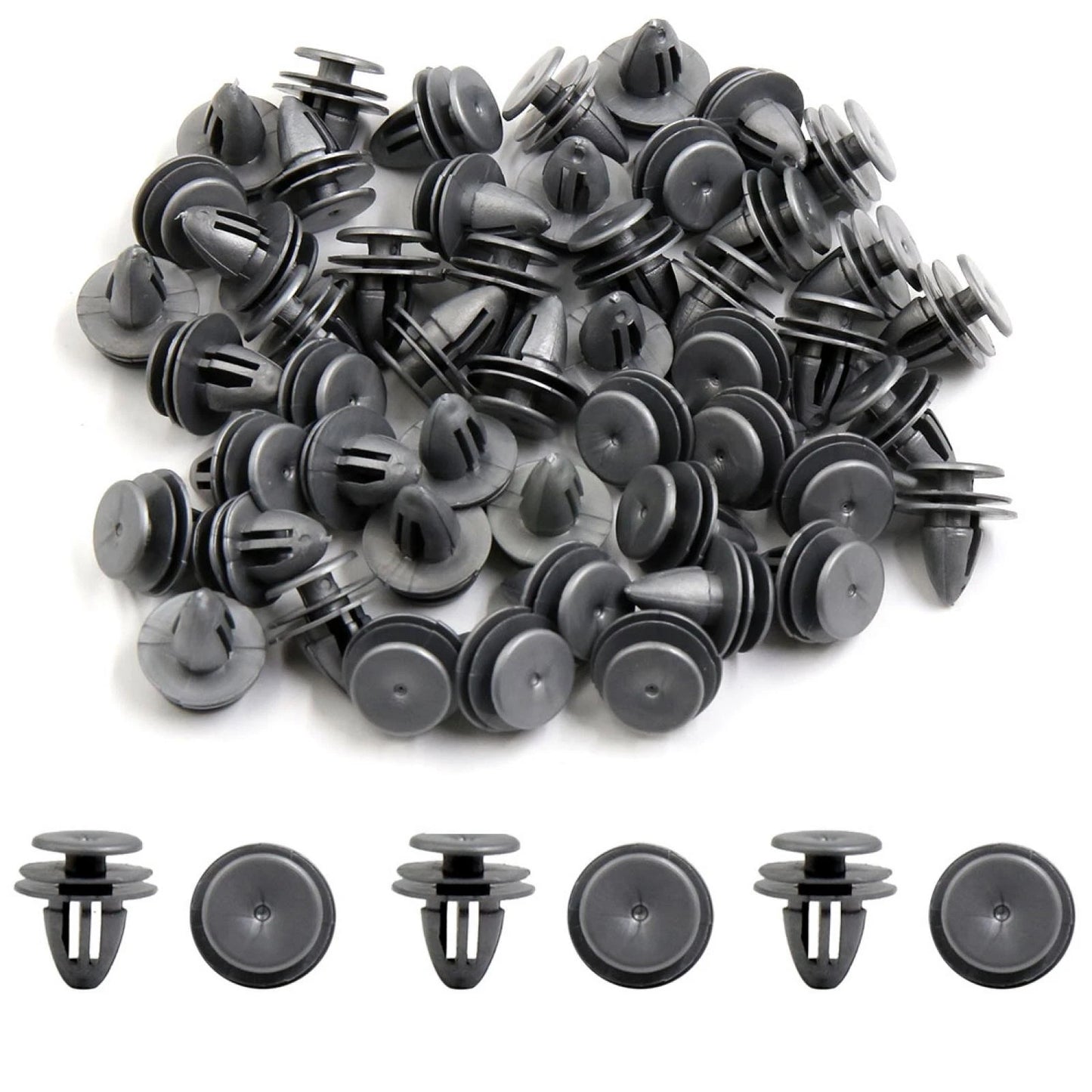 50pcs 9mm Gray Plastic Car Rivets Bumper Retainer Clips for Honda