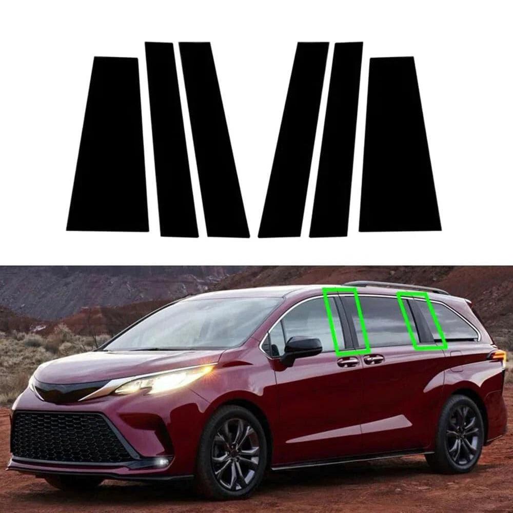 6 x Window Pillar Posts Door Trim Covers for 2021-2024 Toyota Sienna