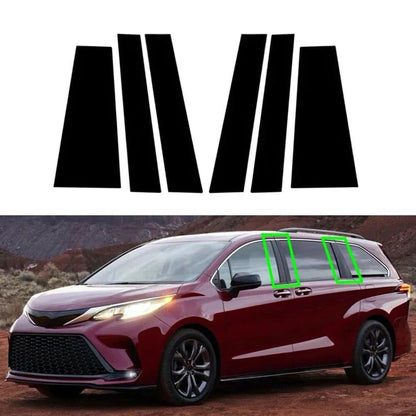6 x Window Pillar Posts Door Trim Covers for 2021-2024 Toyota Sienna