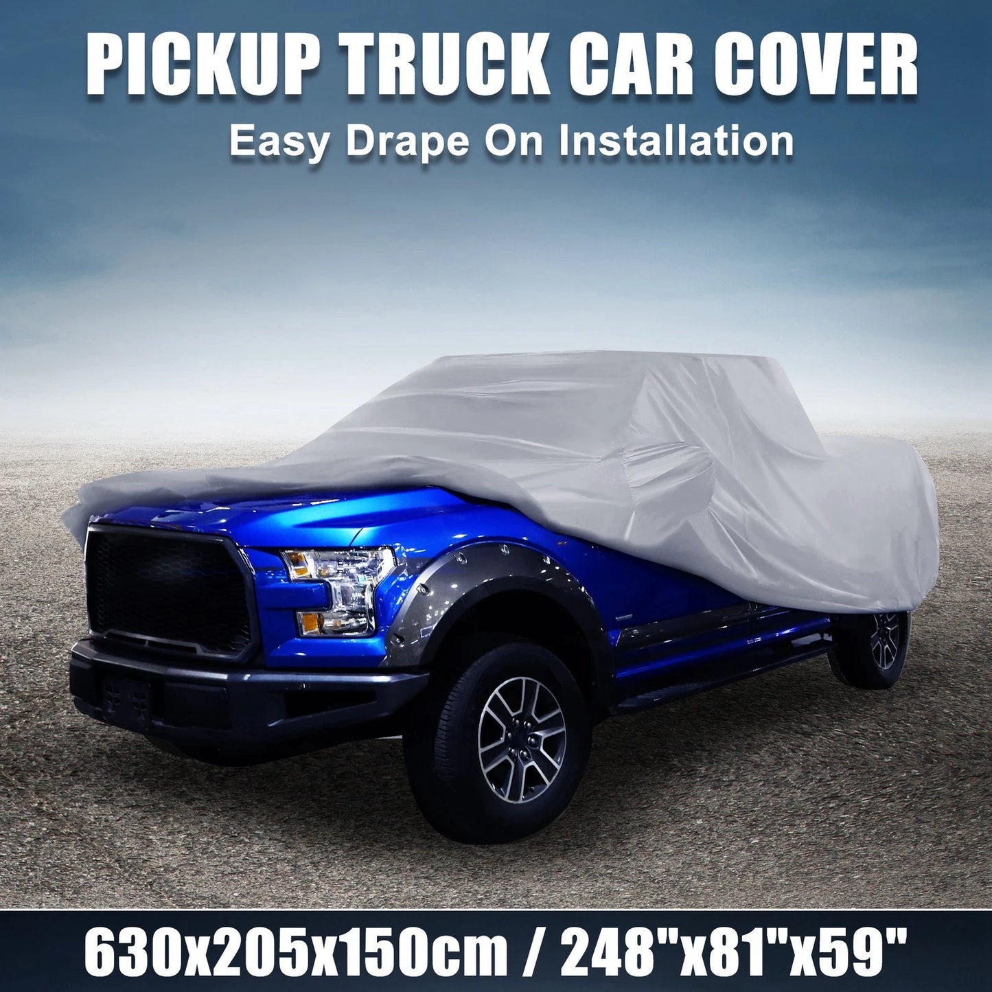 Pickup Truck Cover for Ford F150 Crew Cab 04-21 Sun Rain Protection Gray