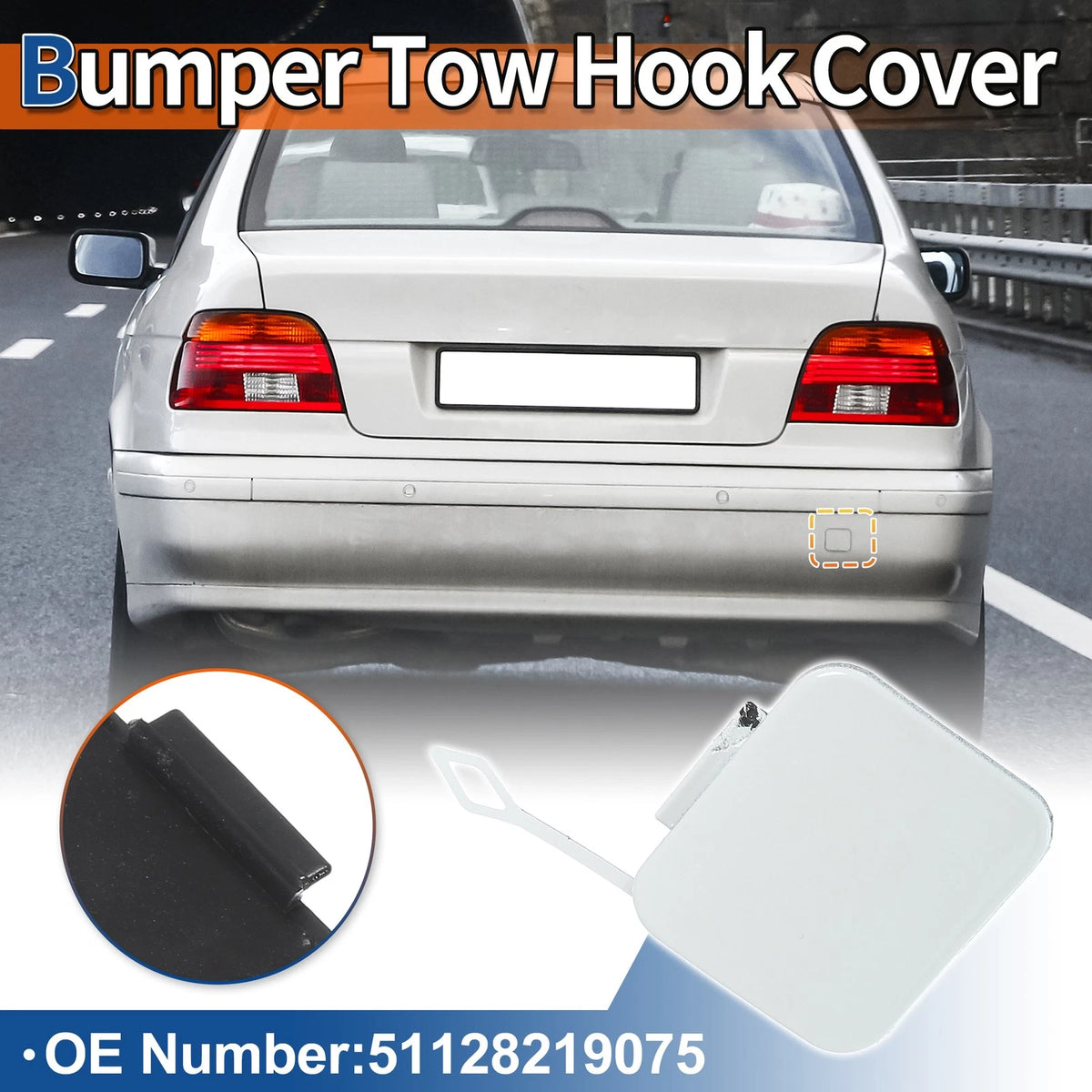 Rear Tow Hook Cover for BMW 525i 528i 530i 540i White