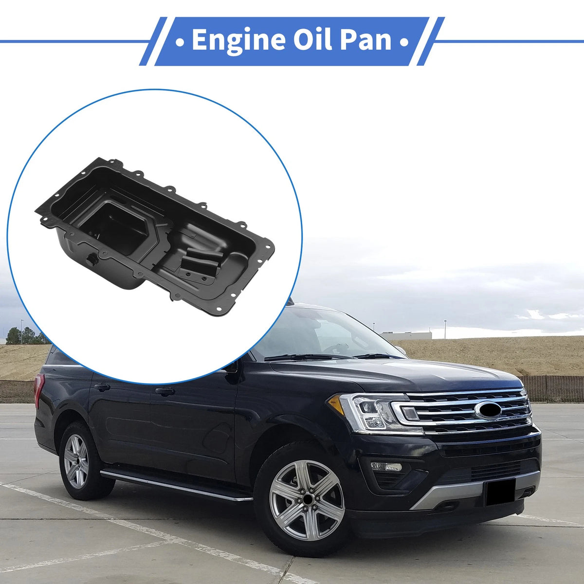 Engine Oil Pan for Ford Expedition 2002-2008 - 1 x No.2L1Z6675BA Iron Black