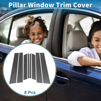 8pcs Door Pillar Window Trims for Ford Territory (2004-2016) Carbon Fiber