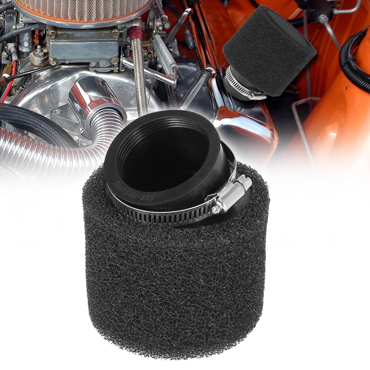 48mm Bent Air Filter Cleaner for 150cc Engine Black