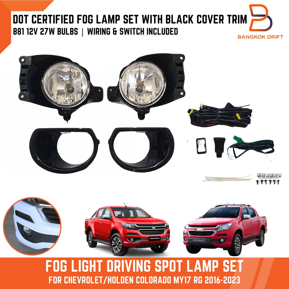 Fog Lamp Light Covers for Holden Colorado Ute RG Pickup (2016-2022)