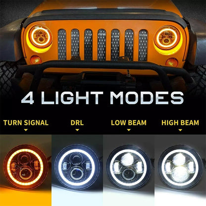 7" Round LED Headlights & 4" Fog Lights Combo for Jeep Wrangler JK (2007-2017)