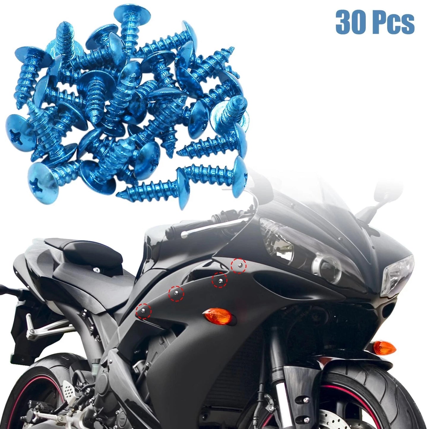 Bolts 30pcs Round Cross Head Self-Tapping for Motorcycle Car