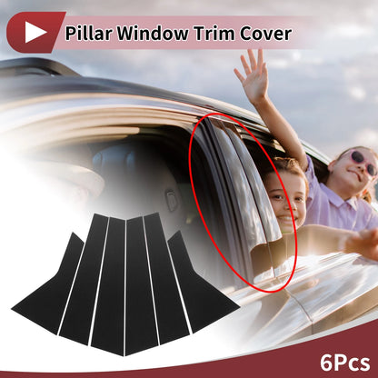 6 Pcs Door Pillar Window Trim for KIA K5 (2016-2019) Black Carbon Fiber