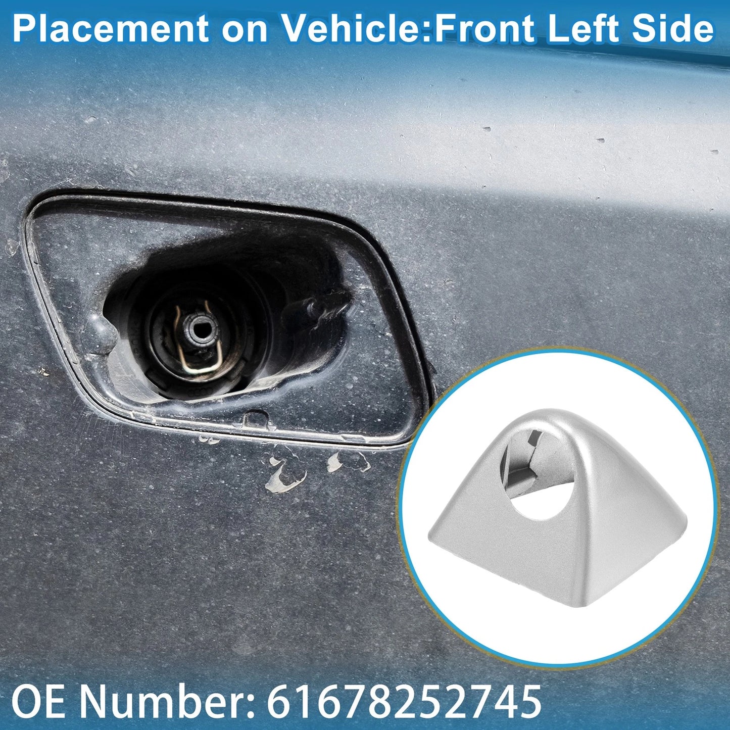 Front Left Washer Nozzle Cover for BMW X5 (2000-2006) Silver Tone