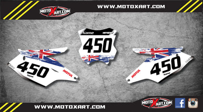 AUSSIE PRIDE STYLE Custom Number Plate Decals for Kawasaki KXF 450 (2016-2018)