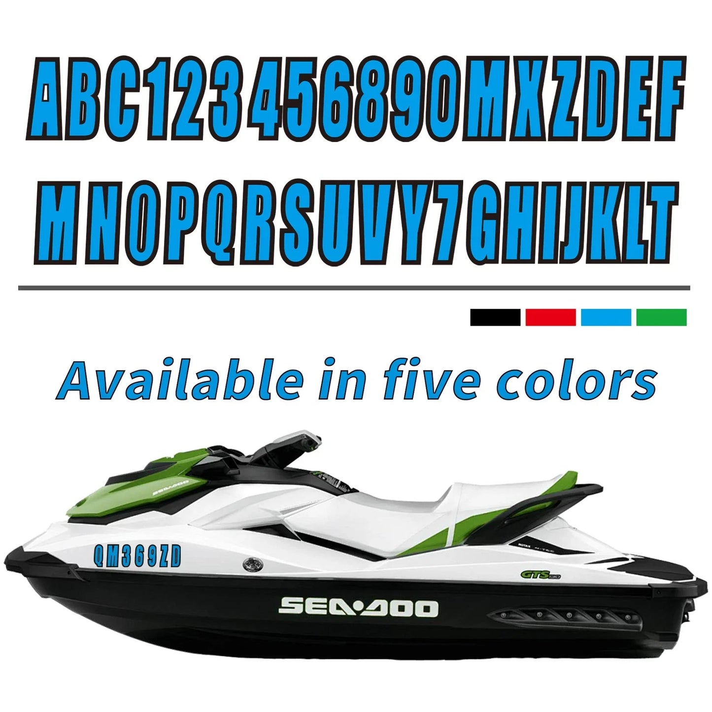 Boat Registration Numbers & Letters Sticker 3" A-Z & 0-9 Blue