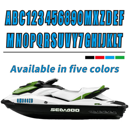 Boat Registration Numbers & Letters Sticker 3" A-Z & 0-9 Blue