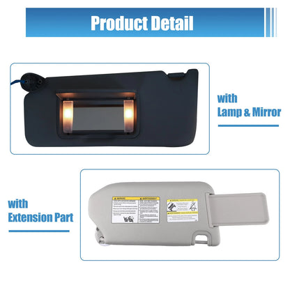 Left Driver Side Sun Visor with Light Mirror for Honda Accord (2003-2007)