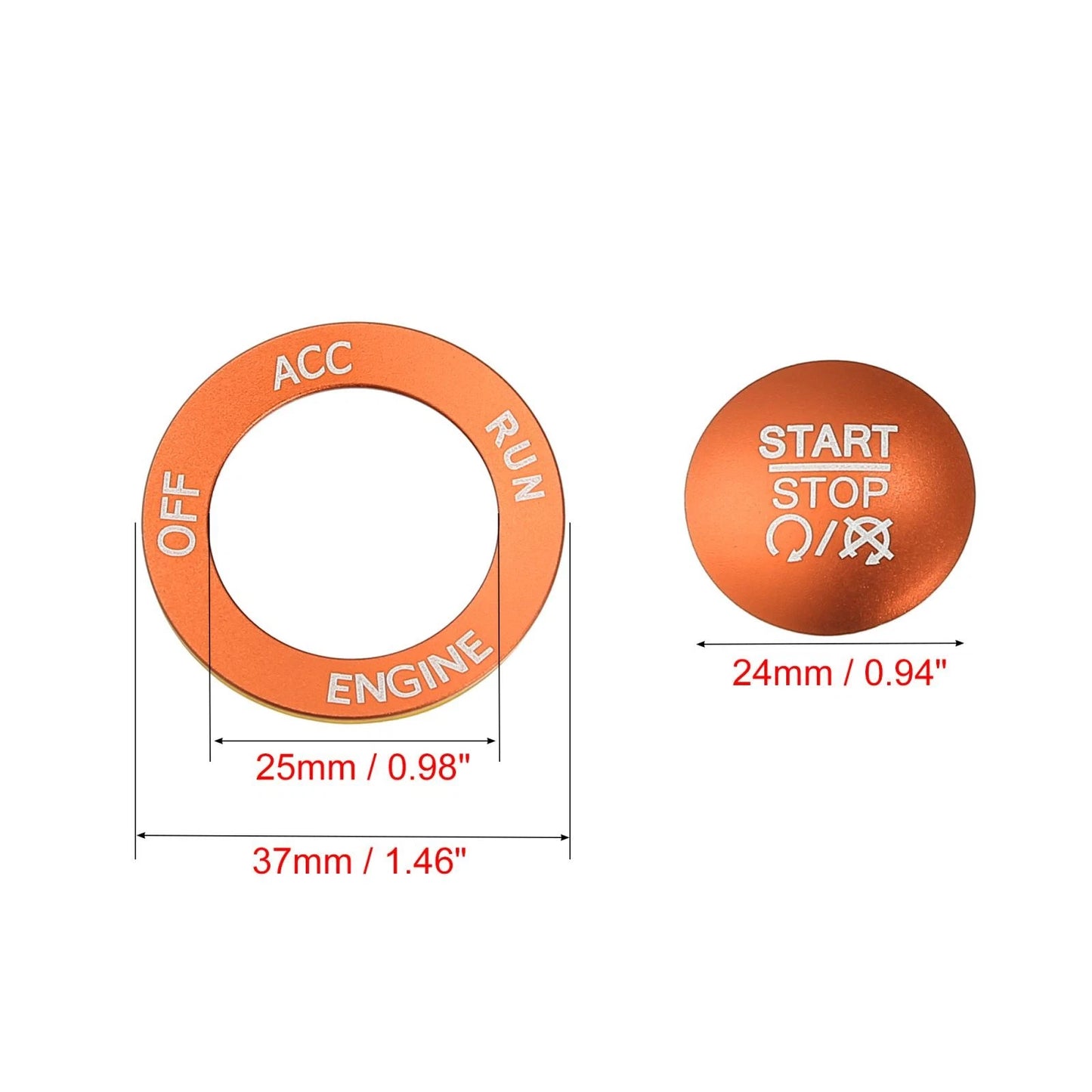 Engine Push Start Stop Button Trim Kit for Dodge Charger Challenger Orange