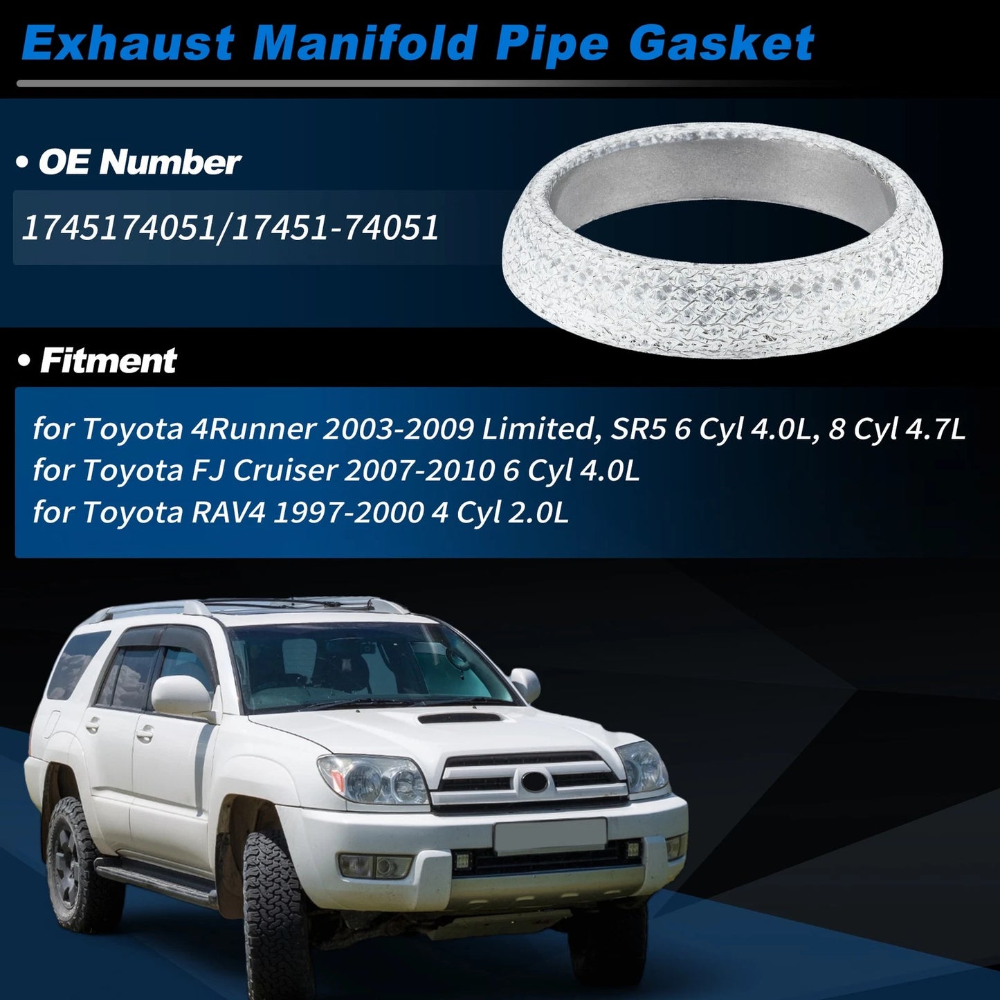Exhaust Pipe Donut Gasket for Toyota 4Runner (2003-2009)