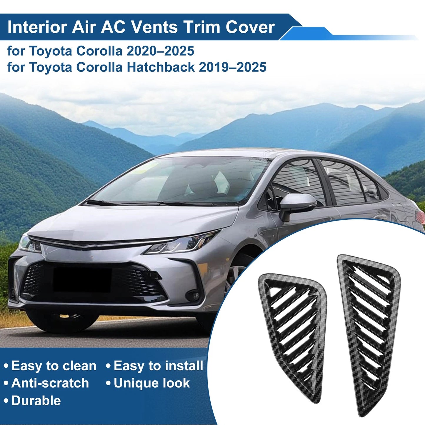 Air Condition Outlet / 2 x Vent Trim Cover Frame for Toyota Corolla
