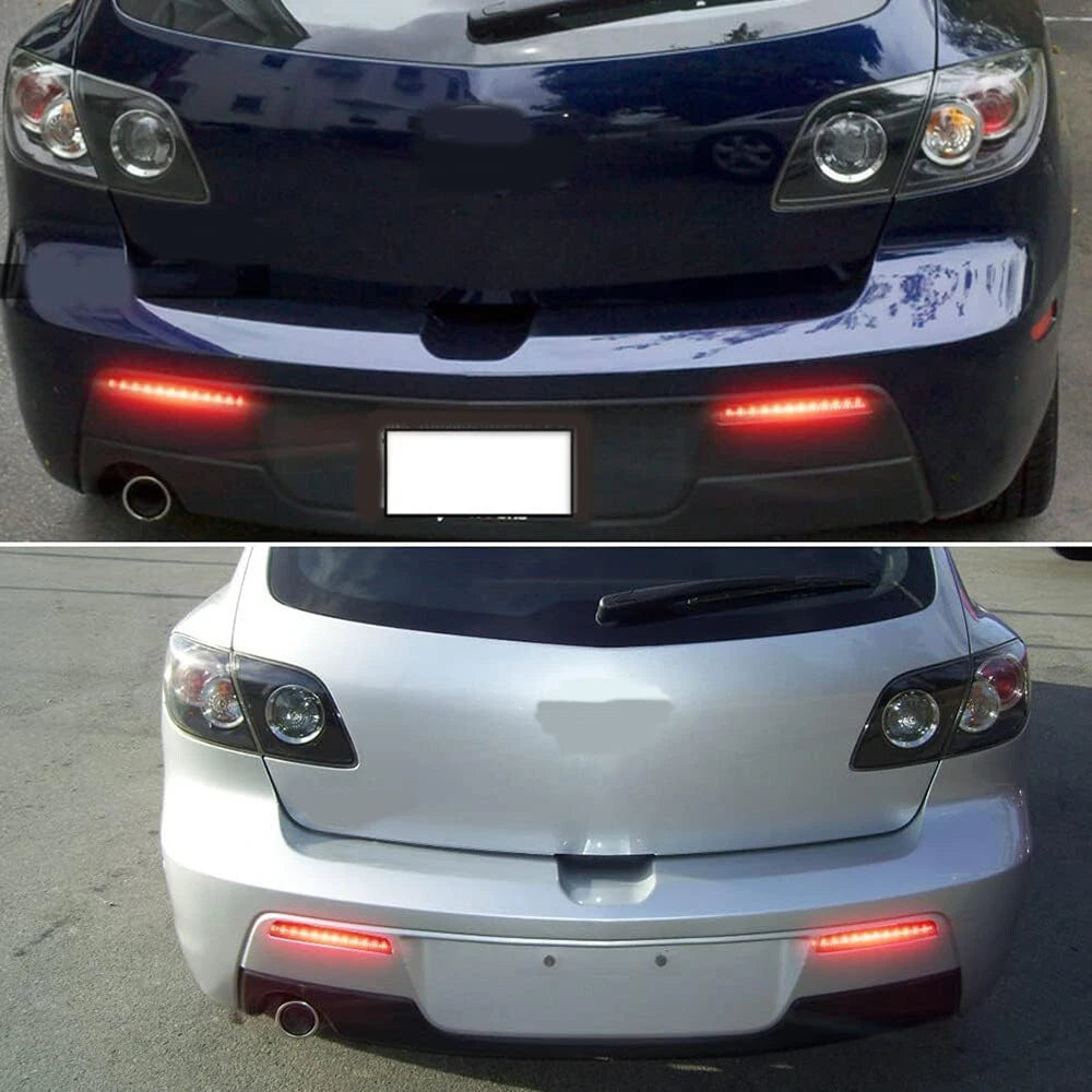 Smoke Lens Red LED Rear Bumper Reflector Brake Lights for Mazda 3 (2004-2013)