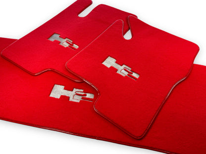 Tailored Red Floor Mats for Hummer H2 with H2 Emblem (2003-2009)