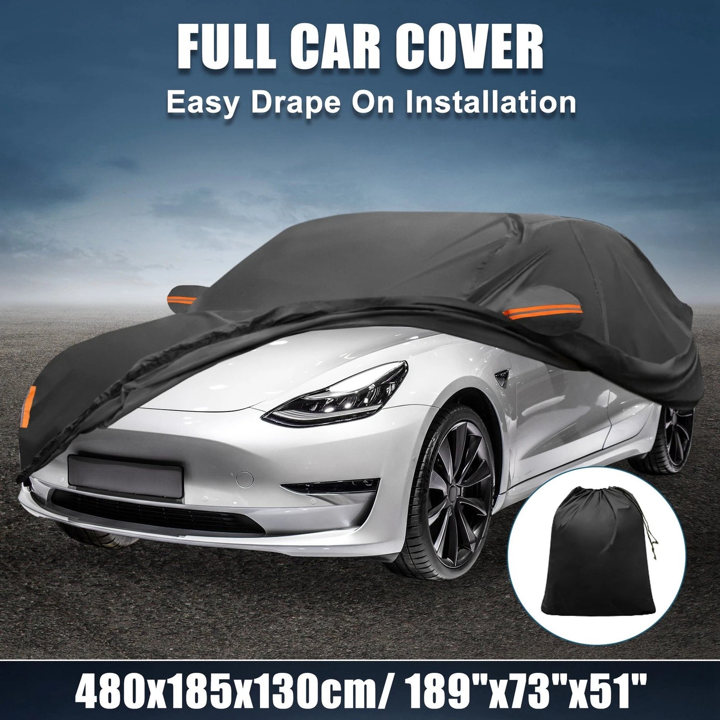 Waterproof 210D-PU Oxford Car Cover for Tesla Model 3 (2017-2023)