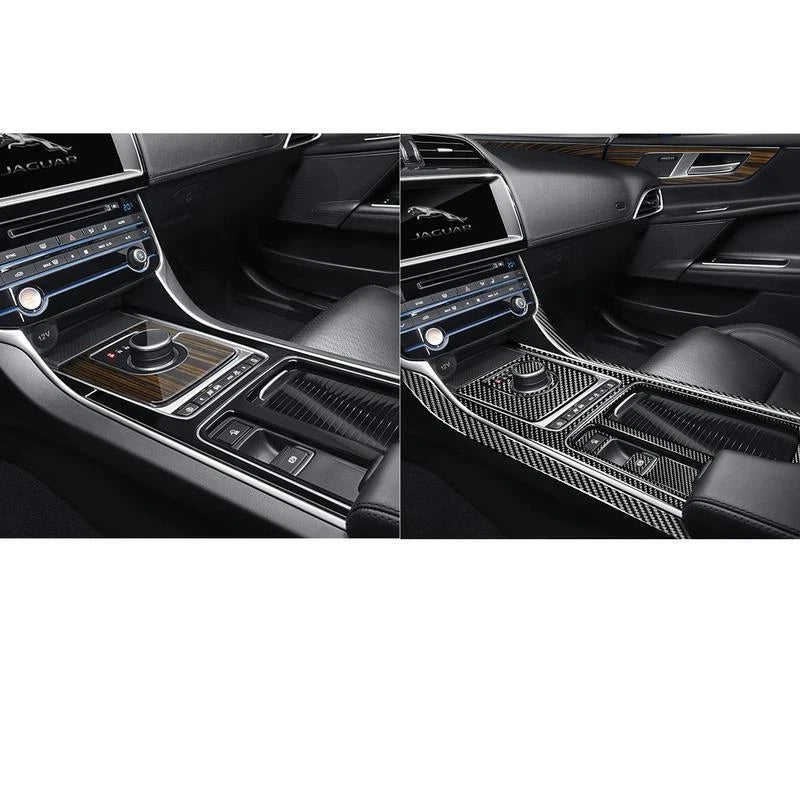 Soft Carbon Fiber Console Gear Shift Panel Cover Trim for Jaguar F-pace X761