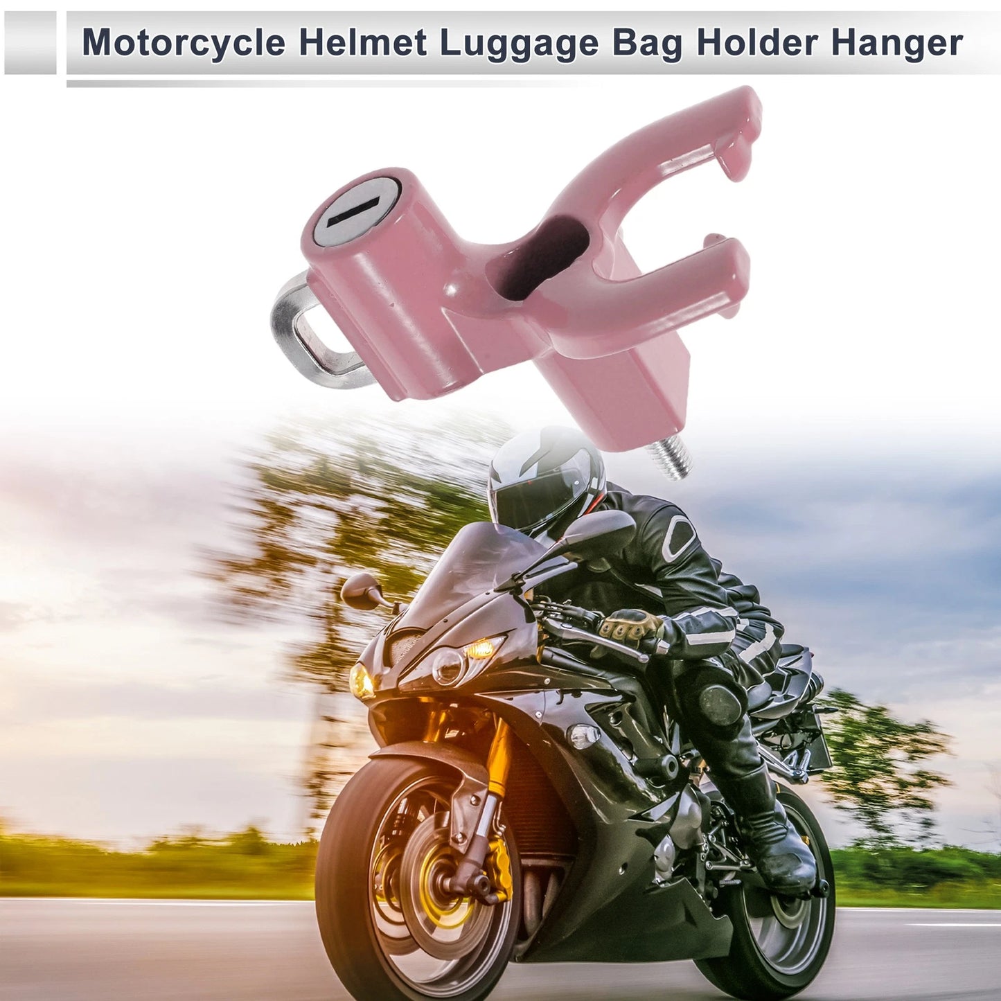 1 x Light Pink Double-Fork Metal Motorcycle Hanging Hook