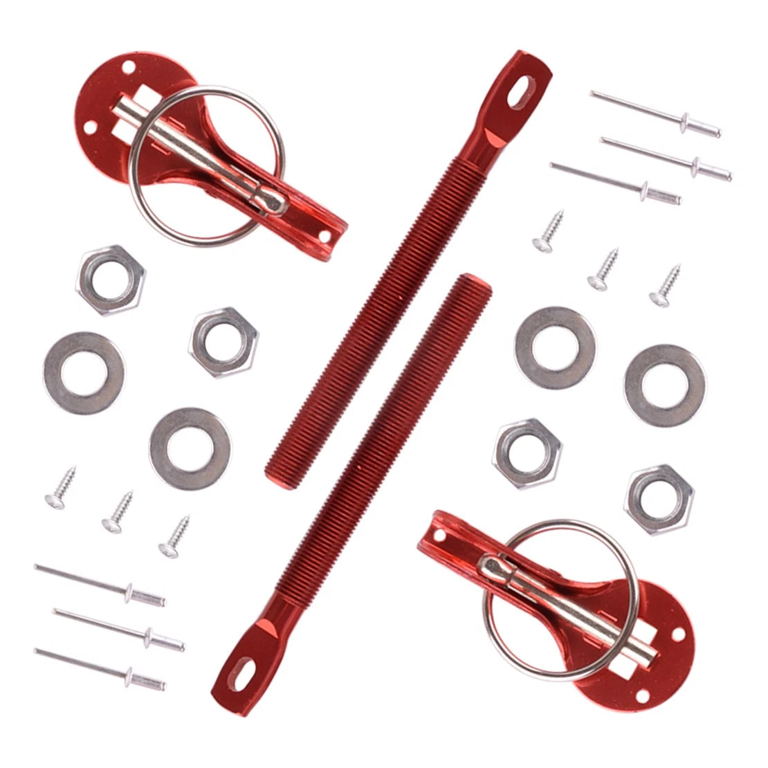 Universal Alloy Hood Pin Lock Kit for Racing Sport Cars - Red