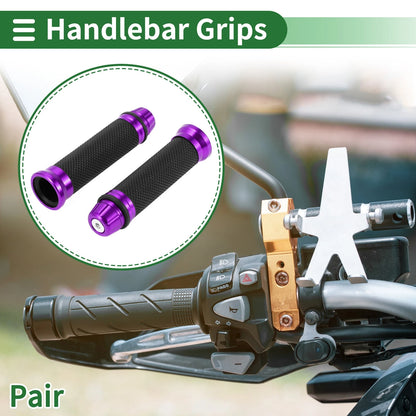 7/8" 22mm Hand Grips Cover for Motorcycle Rubber Black Purple