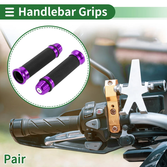 7/8" 22mm Hand Grips Cover for Motorcycle Rubber Black Purple