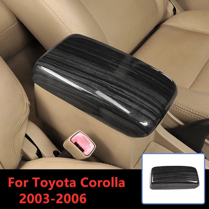 Black Wood Console Armrest Cover Trim Cap for Toyota Corolla (2003–2006)