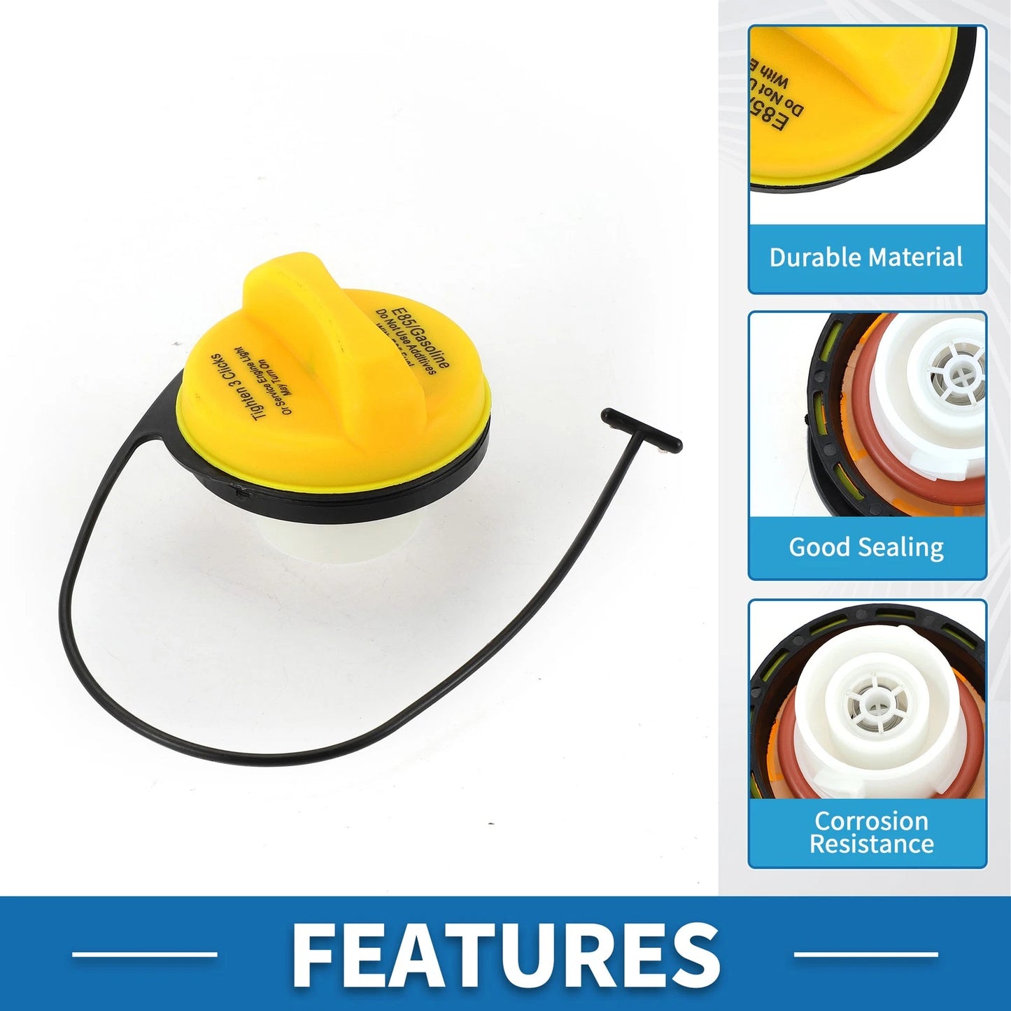 Gas/Fuel Filler Cap for GMC Sierra 1500 Black White Yellow