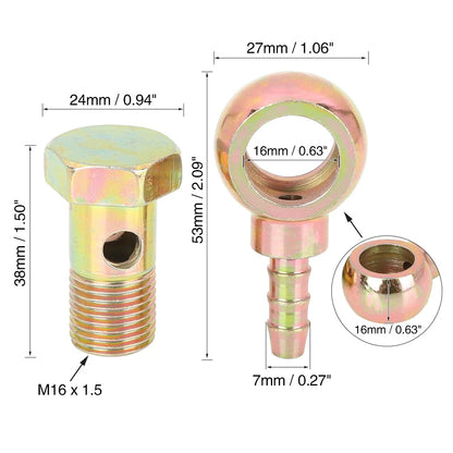 2 x Banjo Bolt Washer 16mm Diameter Bronze Tone Metal for Motorcycle Car