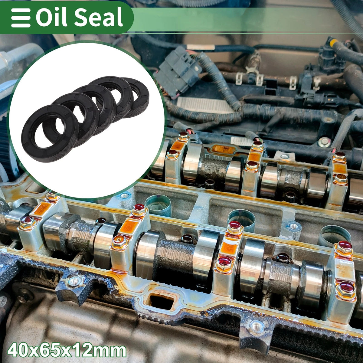 Oil Seal NBR Rubber 40x65x12mm High Pressure Black 5 Pcs