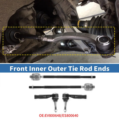 4x Front Inner Outer Tie Rod End Link for Chevrolet Equinox (2010-2017)